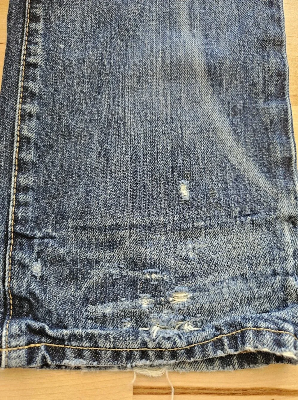 Polo Ralph Lauren Men's Varick Slim Jeans 33x34 Distressed Faded Thrashed Grunge